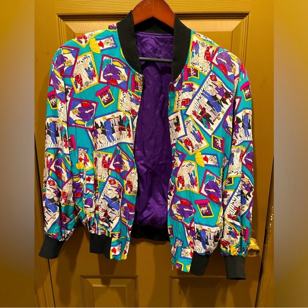 Colorful Graphic Bomber Jacket - Picture 3 of 4